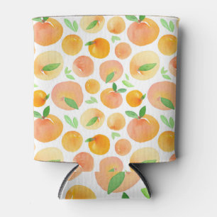 Hand-painted watercolor peaches: seamless. can cooler
