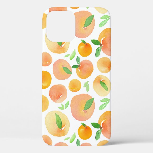 Hand-painted watercolor peaches: seamless. Case-Mate iPhone case (Back)