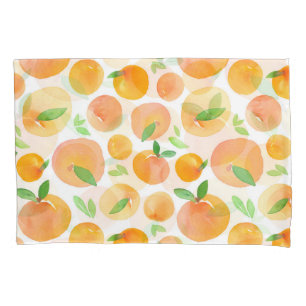 Hand-painted watercolor peaches: seamless. pillowcase