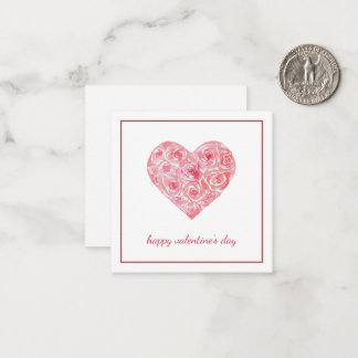 Hand Painted Watercolor Roses Heart Valentines Day Card