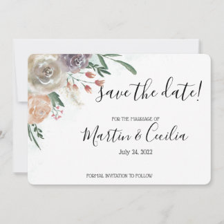 Hand-painted Watercolor Roses Save the Date Card