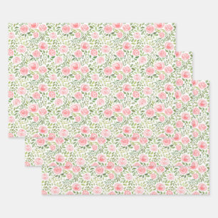 Hand Painted Watercolor Roses Wrapping Paper Sheet