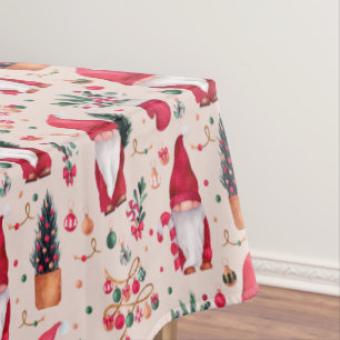 Hand-painted Watercolor Santa Christmas Tablecloth