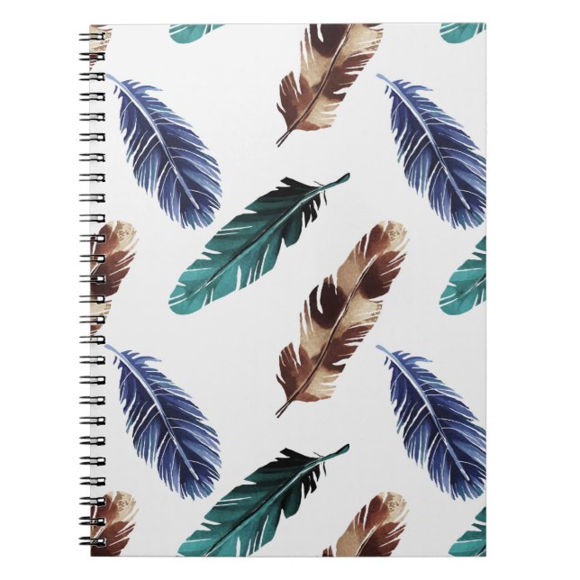 Hand painted watercolor seamless pattern with colo notebook (Front)