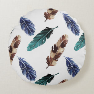 Hand painted watercolor seamless pattern with colo round pillow