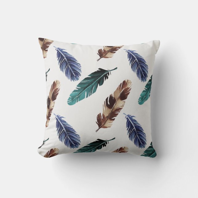 Hand painted watercolor seamless pattern with colo throw pillow (Front)