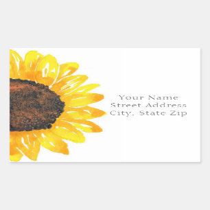 Hand Painted Watercolor Sunflower 2 label