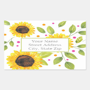Hand Painted Watercolor Sunflower Bouquet labels