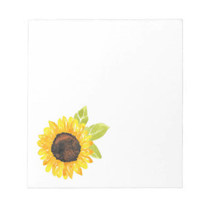 Hand Painted Watercolor Sunflower Notepad