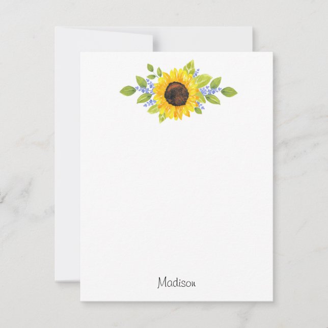 Hand Painted Watercolor Sunflower Swag Card (Front)