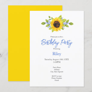 Hand Painted Watercolor Sunflower Swag Invitation