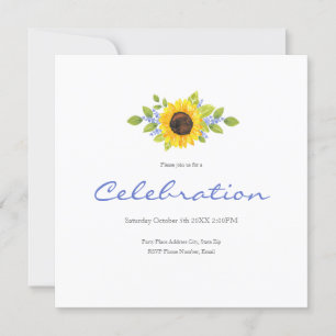 Hand Painted Watercolor Sunflower Swag Invitation