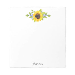 Hand Painted Watercolor Sunflower Swag Notepad