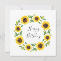 Hand Painted Watercolor Sunflower Wreath