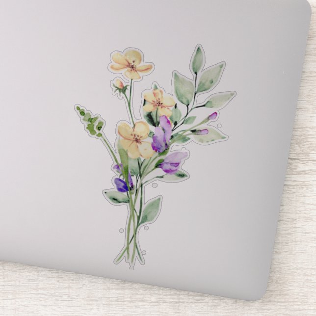 Hand Painted Watercolour Wild Flower Posy Bouquet (Detail)