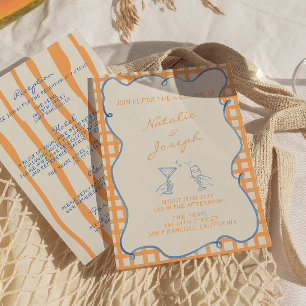 Hand Painted Whimsical Colourful All In One Weddin Invitation