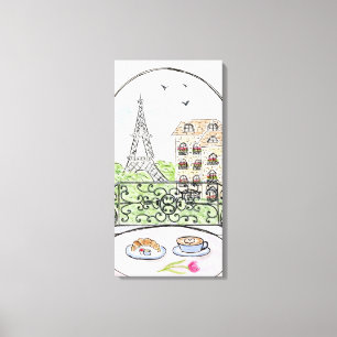 Hand painted Whimsical Paris Eiffel Tower RIGHT Canvas Print