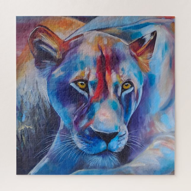 Hand Painted Wild Cat Portrait Jigsaw Puzzle (Vertical)