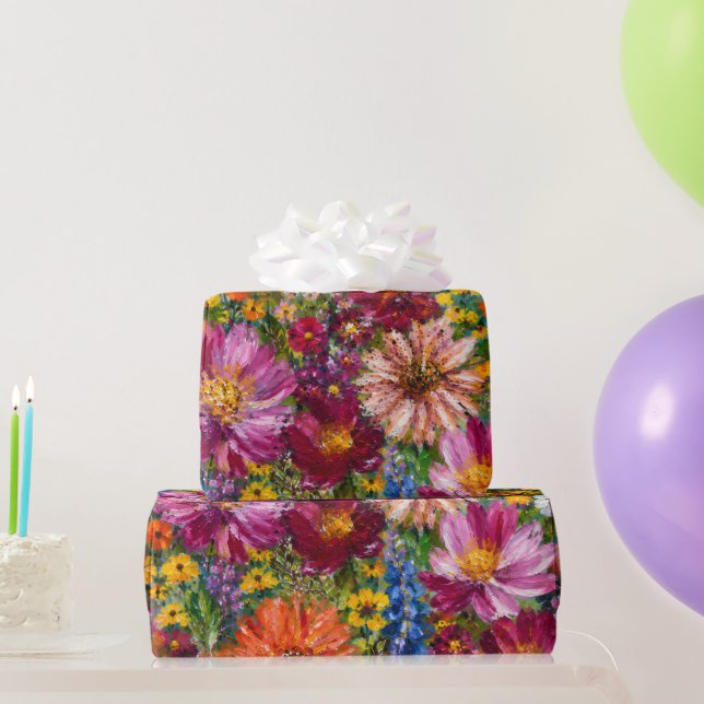 Hand Painted Wildflower Gift Wrap | Colourful  (Party Gifts)