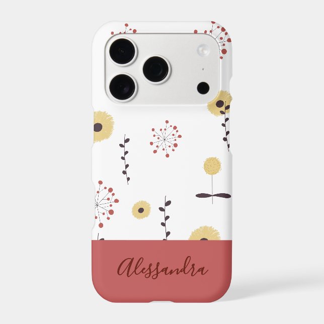 Hand-Painted Wildflower Personalized iPhone Case (Back)