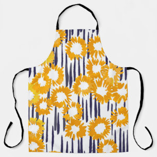 Hand painted yellow flowers seamless pattern apron