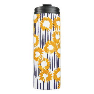 Hand painted yellow flowers seamless pattern thermal tumbler