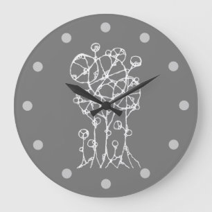 Hand Painting - Abstract Tree Group 2 Large Clock