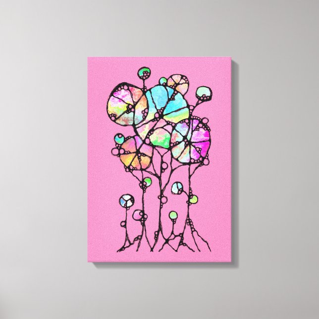 Hand Painting - Abstract Tree Group 3 Canvas Print (Front)