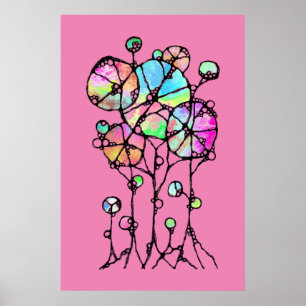Hand Painting - Abstract Tree Group 3 Poster