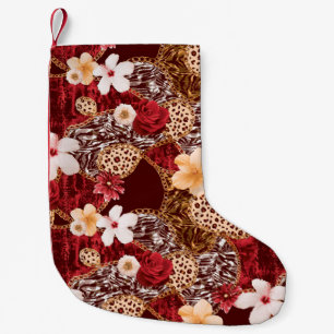 Hand Painting Abstract Watercolor Leopard Zebra an Small Christmas Stocking