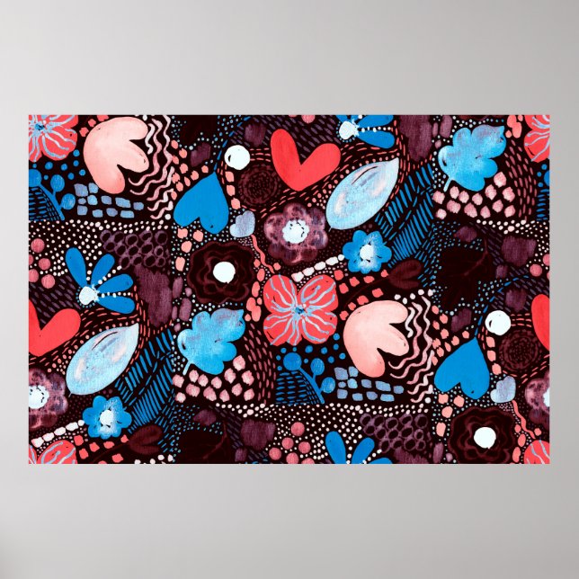 Hand Painting Abstract Watercolor Sketch Doodle Fl Poster (Front)