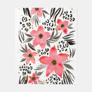 Hand Painting Abstract Watercolor Tropical Exotic Fleece Blanket