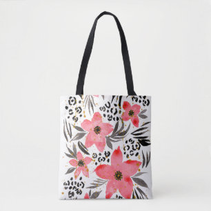 Hand Painting Abstract Watercolor Tropical Exotic Tote Bag