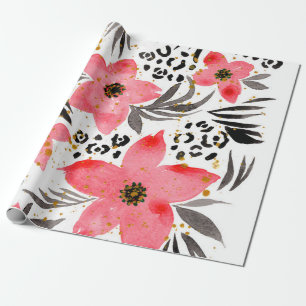 Hand Painting Abstract Watercolor Tropical Exotic  Wrapping Paper