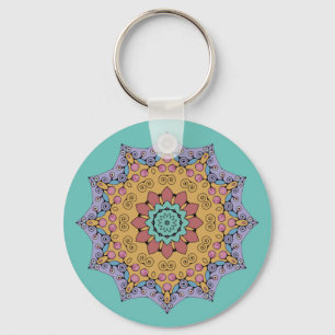 Hand Painting Mandala Clock Face 1 Keychain