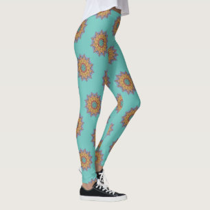 Hand Painting Mandala Clock Face 1 Leggings
