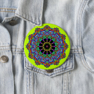 Hand Painting Mandala Clock Face 24 4 Inch Round Button