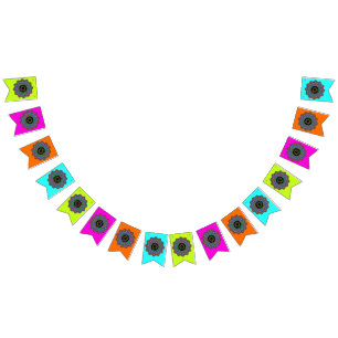 Hand Painting Mandala Clock Face 24 Bunting Flags