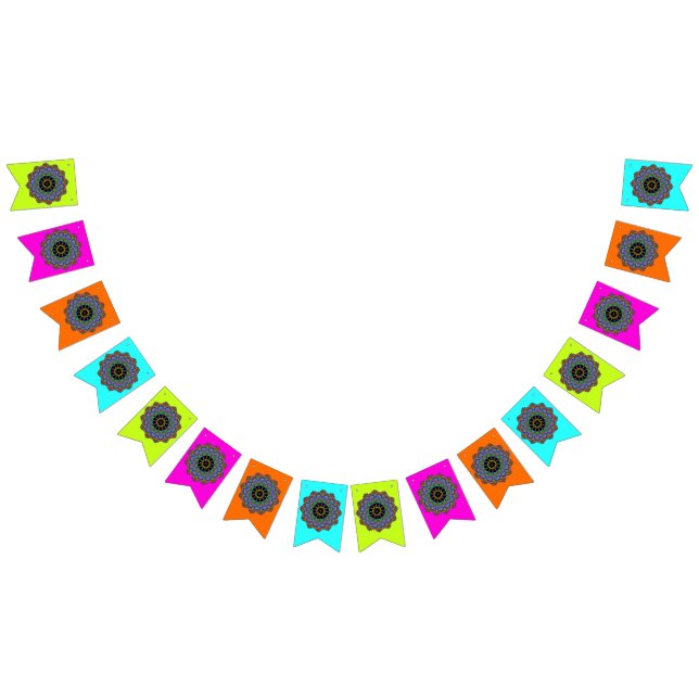 Hand Painting Mandala Clock Face 24 Bunting Flags (All)