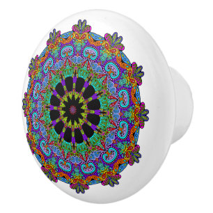 Hand Painting Mandala Clock Face 24 Ceramic Knob