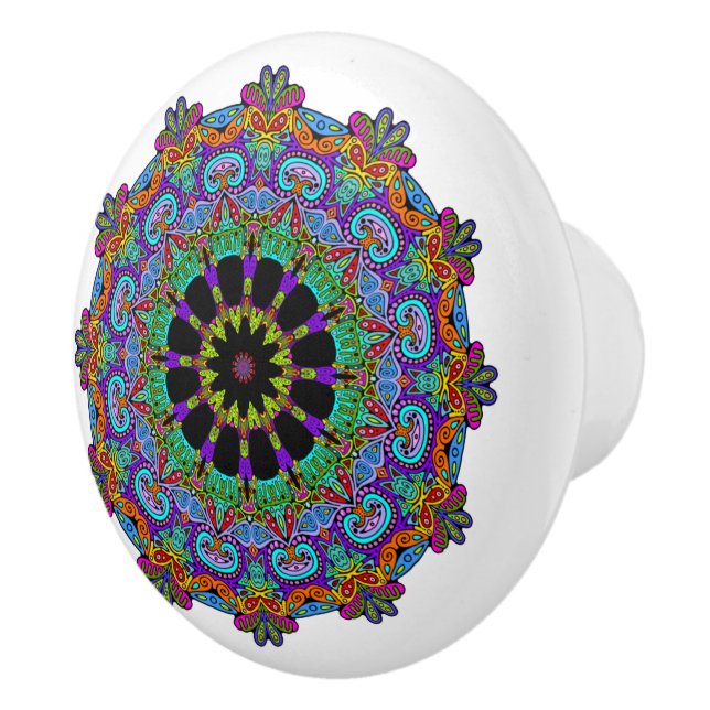 Hand Painting Mandala Clock Face 24 Ceramic Knob (Right)