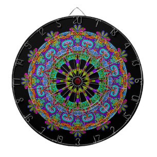 Hand Painting Mandala Clock Face 24 Dartboard