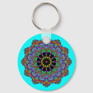 Hand Painting Mandala Clock Face 24 Keychain