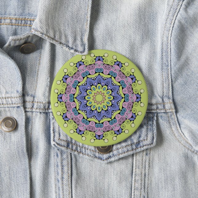 Hand Painting Mandala Clock Face 2 4 Inch Round Button (In Situ)