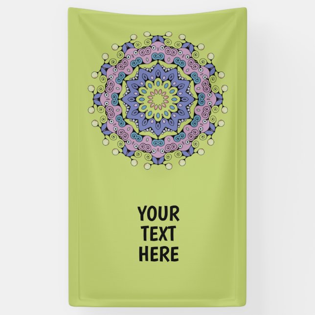 Hand Painting Mandala Clock Face 2 Banner (Vertical)