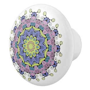 Hand Painting Mandala Clock Face 2 Ceramic Knob