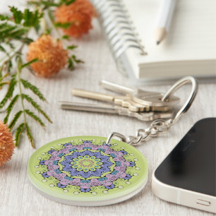 Hand Painting Mandala Clock Face 2 Keychain