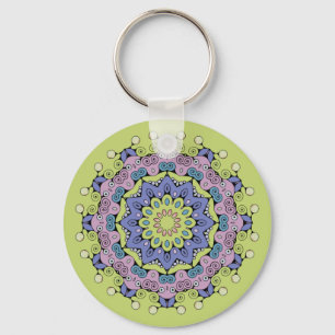 Hand Painting Mandala Clock Face 2 Keychain