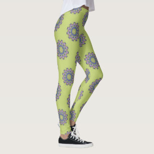 Hand Painting Mandala Clock Face 2 Leggings