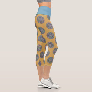 Hand Painting Mandala Clock Face 3 Capri Leggings